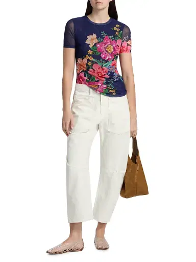 Johnny Was Women's Eleanor Floral Mesh T-Shirt - Celiora Navy | Thumbnail 2 Johnny Was Women's Eleanor Floral Mesh T-Shirt - Celiora Navy | Thumbnail 2