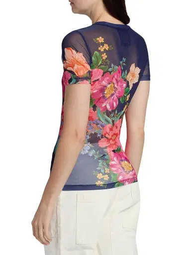 Johnny Was Women's Eleanor Floral Mesh T-Shirt - Celiora Navy | Thumbnail 5 Johnny Was Women's Eleanor Floral Mesh T-Shirt - Celiora Navy | Thumbnail 5