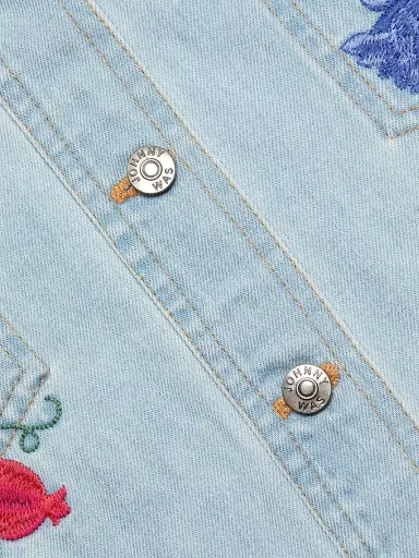 Johnny Was Women's Beatrix Embroidered Denim Crop Jacket - Denim Blue | Thumbnail 7 Johnny Was Women's Beatrix Embroidered Denim Crop Jacket - Denim Blue | Thumbnail 7