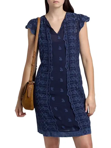 Johnny Was Women's Daisy Embroidered Eyelet Minidress - Blue Night | Thumbnail 3 Johnny Was Women's Daisy Embroidered Eyelet Minidress - Blue Night | Thumbnail 3
