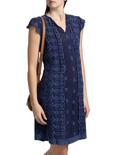 Johnny Was Women's Daisy Embroidered Eyelet Minidress - Blue Night | Thumbnail 4 Johnny Was Women's Daisy Embroidered Eyelet Minidress - Blue Night | Thumbnail 4