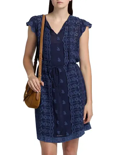 Johnny Was Women's Daisy Embroidered Eyelet Minidress - Blue Night | Thumbnail 6 Johnny Was Women's Daisy Embroidered Eyelet Minidress - Blue Night | Thumbnail 6
