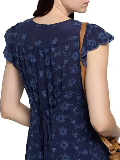 Johnny Was Women's Daisy Embroidered Eyelet Minidress - Blue Night | Thumbnail 7 Johnny Was Women's Daisy Embroidered Eyelet Minidress - Blue Night | Thumbnail 7