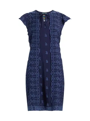 Johnny Was Women's Daisy Embroidered Eyelet Minidress - Blue Night | Thumbnail 1 Johnny Was Women's Daisy Embroidered Eyelet Minidress - Blue Night | Thumbnail 1