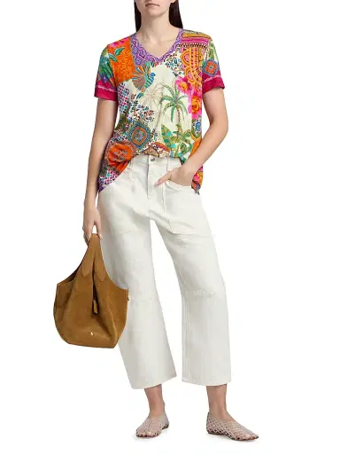 Johnny Was Women's The Janie Printed V-Neck T-Shirt - Avelar | Thumbnail 2 Johnny Was Women's The Janie Printed V-Neck T-Shirt - Avelar | Thumbnail 2