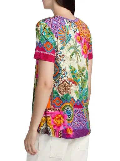 Johnny Was Women's The Janie Printed V-Neck T-Shirt - Avelar | Thumbnail 5 Johnny Was Women's The Janie Printed V-Neck T-Shirt - Avelar | Thumbnail 5