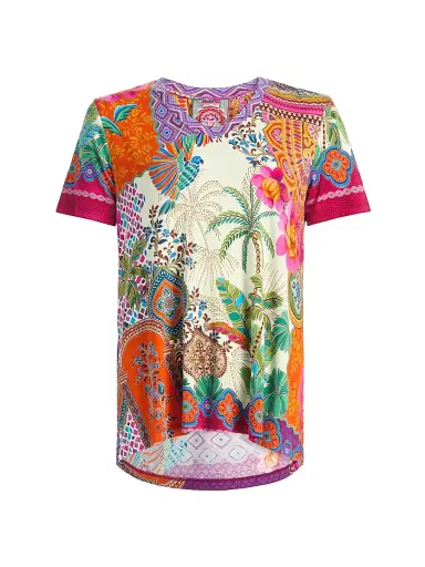 Johnny Was Women's The Janie Printed V-Neck T-Shirt - Avelar | Thumbnail 1 Johnny Was Women's The Janie Printed V-Neck T-Shirt - Avelar | Thumbnail 1