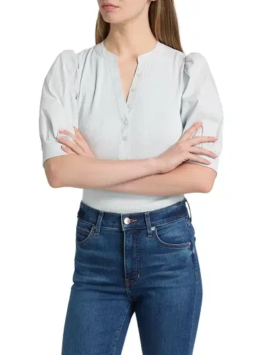 Veronica Beard Women's Coralee Cotton Top - River Mist | Thumbnail 3 Veronica Beard Women's Coralee Cotton Top - River Mist | Thumbnail 3