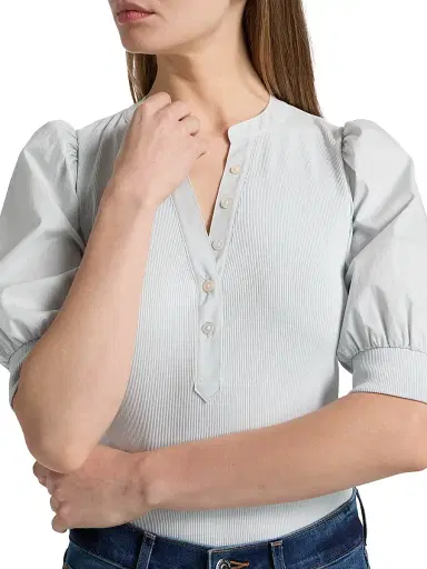 Veronica Beard Women's Coralee Cotton Top - River Mist | Thumbnail 6 Veronica Beard Women's Coralee Cotton Top - River Mist | Thumbnail 6