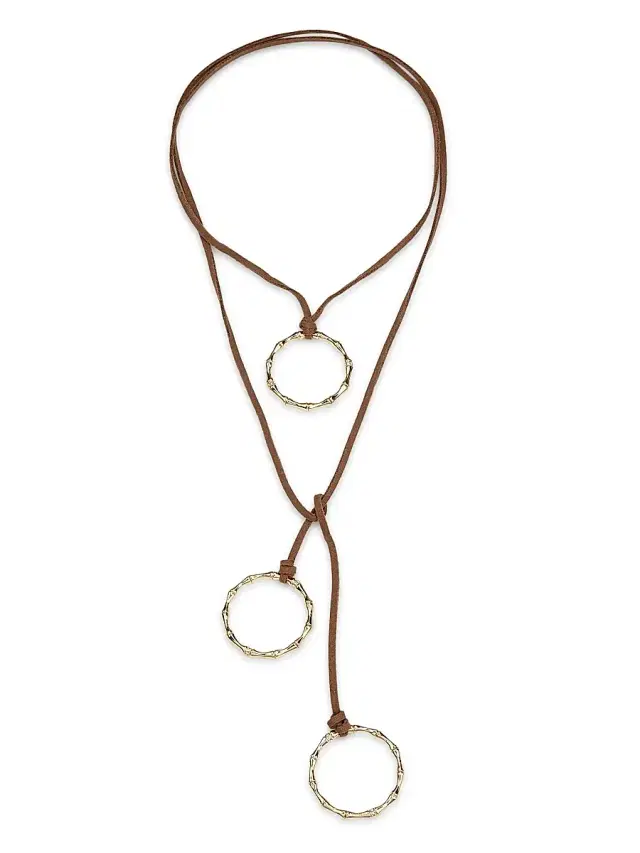 Women's Chiara Goldtone, Suede & Glass Crystal Wrap Necklace - Gold Women's Chiara Goldtone, Suede & Glass Crystal Wrap Necklace - Gold