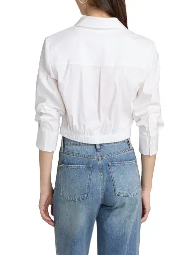 ALICE + OLIVIA Women's Phebe Cotton-Blend Twist-Front Shirt - Off White | Thumbnail 5 ALICE + OLIVIA Women's Phebe Cotton-Blend Twist-Front Shirt - Off White | Thumbnail 5