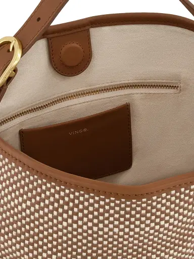 Vince Women's Vivian Woven Leather Hobo Bag - Saddle Milk | Thumbnail 3 Vince Women's Vivian Woven Leather Hobo Bag - Saddle Milk | Thumbnail 3