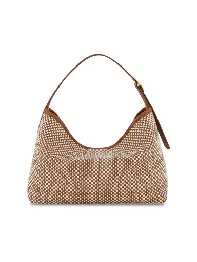 Vince Women's Vivian Woven Leather Hobo Bag - Saddle Milk | Thumbnail 4 Vince Women's Vivian Woven Leather Hobo Bag - Saddle Milk | Thumbnail 4