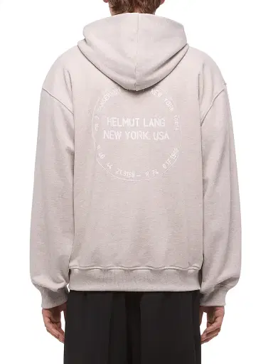 Helmut Lang Men's Stamp Cotton Hoodie - Light Grey Melange - Size XL | Thumbnail 4 Helmut Lang Men's Stamp Cotton Hoodie - Light Grey Melange - Size XL | Thumbnail 4