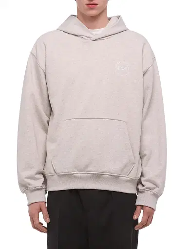 Helmut Lang Men's Stamp Cotton Hoodie - Light Grey Melange - Size XL | Thumbnail 1 Helmut Lang Men's Stamp Cotton Hoodie - Light Grey Melange - Size XL | Thumbnail 1