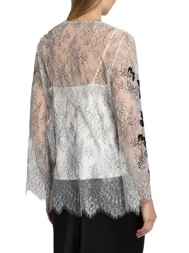 Kobi Halperin Women's Devyn Floral Lace Blouse - White Black - Size XL | Thumbnail 5 Kobi Halperin Women's Devyn Floral Lace Blouse - White Black - Size XL | Thumbnail 5