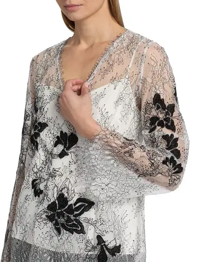Kobi Halperin Women's Devyn Floral Lace Blouse - White Black - Size XL | Thumbnail 6 Kobi Halperin Women's Devyn Floral Lace Blouse - White Black - Size XL | Thumbnail 6