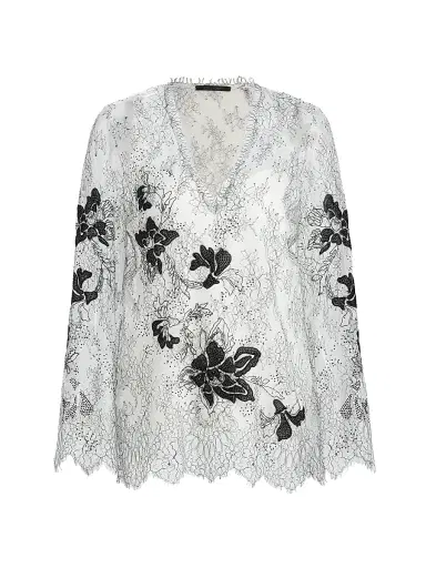 Kobi Halperin Women's Devyn Floral Lace Blouse - White Black - Size XL | Thumbnail 1 Kobi Halperin Women's Devyn Floral Lace Blouse - White Black - Size XL | Thumbnail 1