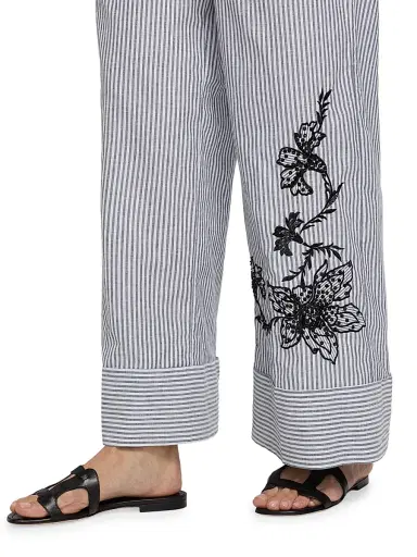 Kobi Halperin Women's Callie Embroidered Striped Pants - Black White - Size XL | Thumbnail 6 Kobi Halperin Women's Callie Embroidered Striped Pants - Black White - Size XL | Thumbnail 6