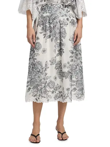 Kobi Halperin Women's Lidia Floral Lace-Trim Midi-Skirt - Ivory Multi - Size XL | Thumbnail 3 Kobi Halperin Women's Lidia Floral Lace-Trim Midi-Skirt - Ivory Multi - Size XL | Thumbnail 3