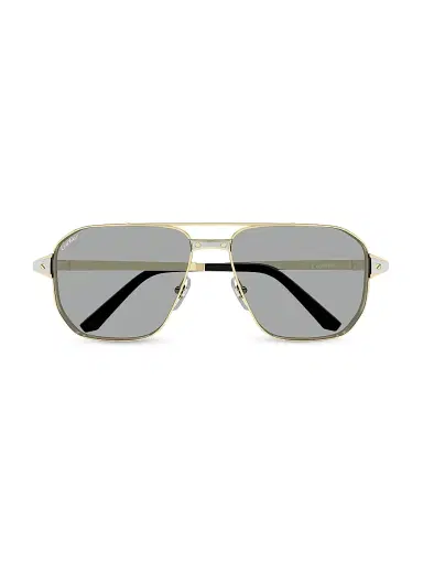 Cartier Men's Santos Evolution 59MM 24K-Gold-Plated & Platinum-Plated Metal Navigator Sunglasses - Gold Grey | Thumbnail 3 Cartier Men's Santos Evolution 59MM 24K-Gold-Plated & Platinum-Plated Metal Navigator Sunglasses - Gold Grey | Thumbnail 3