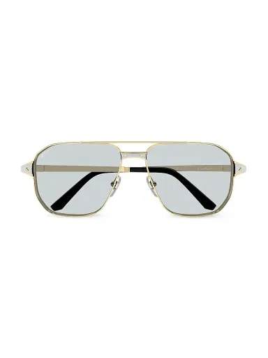 Cartier Men's Santos Evolution 59MM 24K-Gold-Plated & Platinum-Plated Metal Navigator Sunglasses - Gold Grey | Thumbnail 5 Cartier Men's Santos Evolution 59MM 24K-Gold-Plated & Platinum-Plated Metal Navigator Sunglasses - Gold Grey | Thumbnail 5