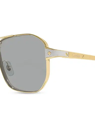 Cartier Men's Santos Evolution 59MM 24K-Gold-Plated & Platinum-Plated Metal Navigator Sunglasses - Gold Grey | Thumbnail 6 Cartier Men's Santos Evolution 59MM 24K-Gold-Plated & Platinum-Plated Metal Navigator Sunglasses - Gold Grey | Thumbnail 6
