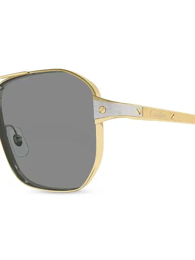 Cartier Men's Santos Evolution 59MM 24K-Gold-Plated & Platinum-Plated Metal Navigator Sunglasses - Gold Grey | Thumbnail 7 Cartier Men's Santos Evolution 59MM 24K-Gold-Plated & Platinum-Plated Metal Navigator Sunglasses - Gold Grey | Thumbnail 7