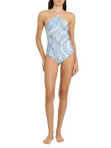 Pucci Women's L'Alba Halter One-Piece Swimsuit - Pale Blue | Thumbnail 3 Pucci Women's L'Alba Halter One-Piece Swimsuit - Pale Blue | Thumbnail 3
