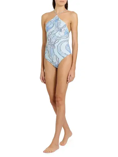 Pucci Women's L'Alba Halter One-Piece Swimsuit - Pale Blue | Thumbnail 4 Pucci Women's L'Alba Halter One-Piece Swimsuit - Pale Blue | Thumbnail 4
