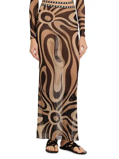 Pucci Women's L'Alba Printed Tulle Maxi Skirt - Beige Nero | Thumbnail 3 Pucci Women's L'Alba Printed Tulle Maxi Skirt - Beige Nero | Thumbnail 3