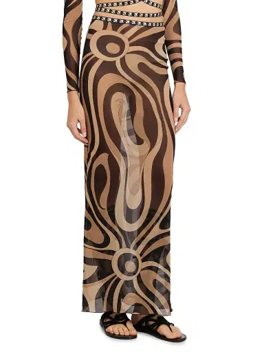 Pucci Women's L'Alba Printed Tulle Maxi Skirt - Beige Nero | Thumbnail 4 Pucci Women's L'Alba Printed Tulle Maxi Skirt - Beige Nero | Thumbnail 4