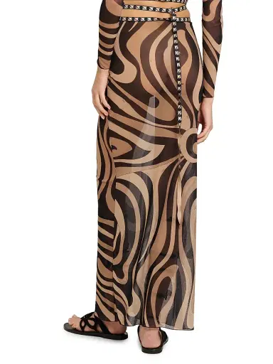 Pucci Women's L'Alba Printed Tulle Maxi Skirt - Beige Nero | Thumbnail 5 Pucci Women's L'Alba Printed Tulle Maxi Skirt - Beige Nero | Thumbnail 5