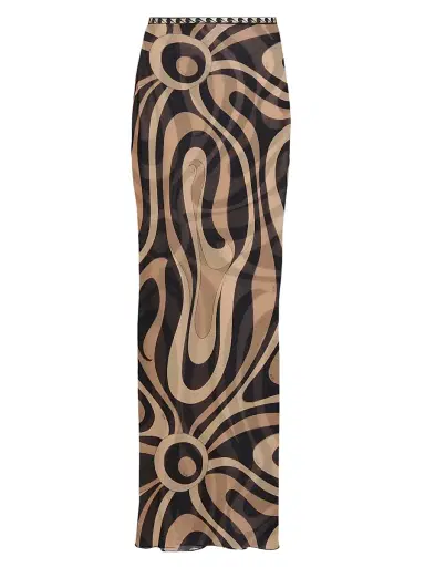 Pucci Women's L'Alba Printed Tulle Maxi Skirt - Beige Nero | Thumbnail 1 Pucci Women's L'Alba Printed Tulle Maxi Skirt - Beige Nero | Thumbnail 1