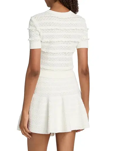 Self-Portrait Women's Pointelle-Knit Ruffled Top - White | Thumbnail 5 Self-Portrait Women's Pointelle-Knit Ruffled Top - White | Thumbnail 5