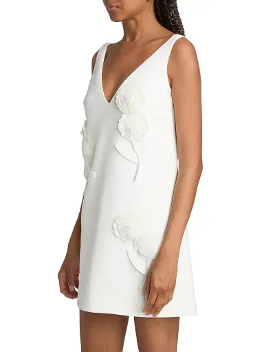 Self-Portrait Women's Paillette-Embellished Flower-Appliqué Minidress - White | Thumbnail 4 Self-Portrait Women's Paillette-Embellished Flower-Appliqué Minidress - White | Thumbnail 4