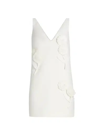Self-Portrait Women's Paillette-Embellished Flower-Appliqué Minidress - White | Thumbnail 1 Self-Portrait Women's Paillette-Embellished Flower-Appliqué Minidress - White | Thumbnail 1