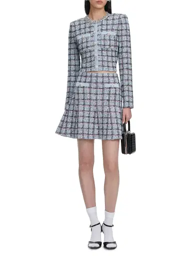 Self-Portrait Women's Embellished Checked Cardigan - Blue - Size XS | Thumbnail 2 Self-Portrait Women's Embellished Checked Cardigan - Blue - Size XS | Thumbnail 2