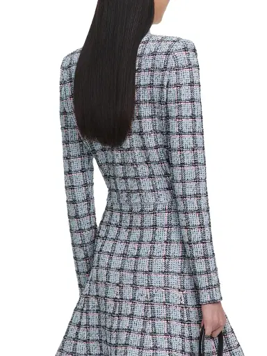 Self-Portrait Women's Embellished Checked Cardigan - Blue - Size XS | Thumbnail 5 Self-Portrait Women's Embellished Checked Cardigan - Blue - Size XS | Thumbnail 5
