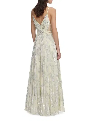 Self-Portrait Women's Metallic Chiffon Maxi Dress - Yellow | Thumbnail 4 Self-Portrait Women's Metallic Chiffon Maxi Dress - Yellow | Thumbnail 4