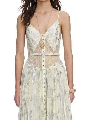 Self-Portrait Women's Metallic Chiffon Maxi Dress - Yellow | Thumbnail 5 Self-Portrait Women's Metallic Chiffon Maxi Dress - Yellow | Thumbnail 5