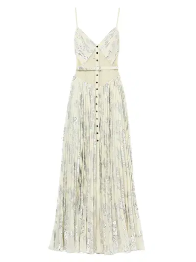Self-Portrait Women's Metallic Chiffon Maxi Dress - Yellow | Thumbnail 1 Self-Portrait Women's Metallic Chiffon Maxi Dress - Yellow | Thumbnail 1