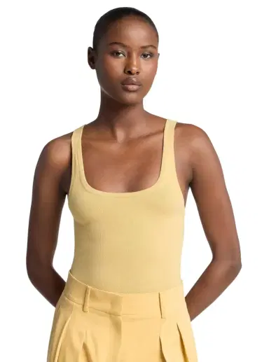 Michael Kors Collection Stretch Cashmere Blend Bodysuit in Yellow | Thumbnail 1 Michael Kors Collection Stretch Cashmere Blend Bodysuit in Yellow | Thumbnail 1
