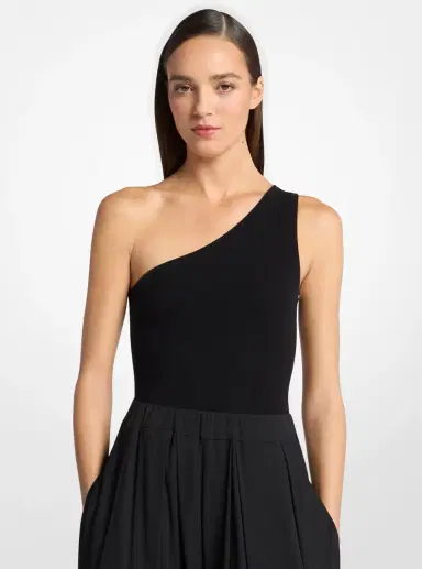 Michael Kors Collection Stretch Cashmere Blend One-Shoulder Bodysuit | Thumbnail 2 Michael Kors Collection Stretch Cashmere Blend One-Shoulder Bodysuit | Thumbnail 2