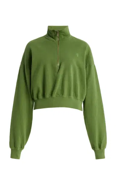 ÉTERNE Cotton Cropped Half-Zip Sweatshirt | Thumbnail 1 ÉTERNE Cotton Cropped Half-Zip Sweatshirt | Thumbnail 1