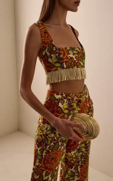 ALÉMAIS Lana Fringed Floral Linen Bralette | Thumbnail 2 ALÉMAIS Lana Fringed Floral Linen Bralette | Thumbnail 2
