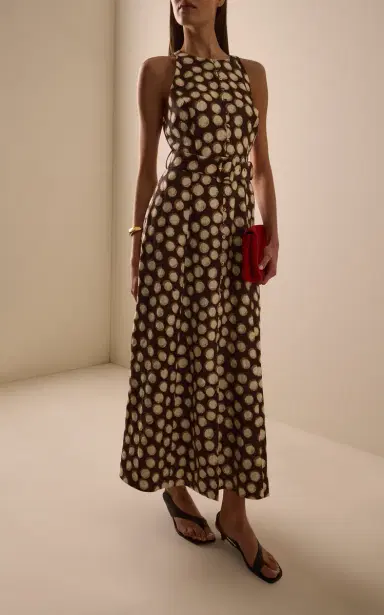ALÉMAIS Paula Belted Printed Linen Midi Dress | Thumbnail 2 ALÉMAIS Paula Belted Printed Linen Midi Dress | Thumbnail 2