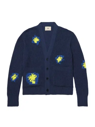 Folk Embroidered Waffle-Knit Cardigan - Men | Thumbnail 1 Folk Embroidered Waffle-Knit Cardigan - Men | Thumbnail 1
