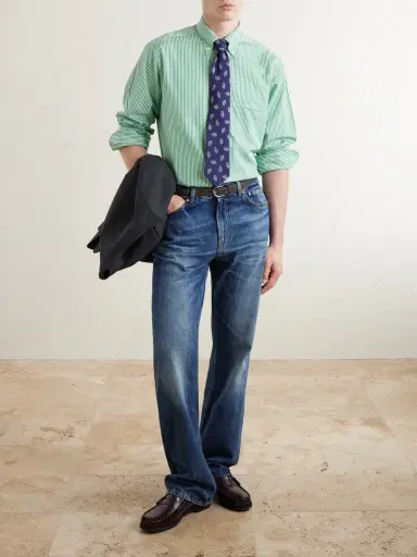 Drake's Button-Down Collar Striped Cotton-Poplin Shirt - Men | Thumbnail 2 Drake's Button-Down Collar Striped Cotton-Poplin Shirt - Men | Thumbnail 2