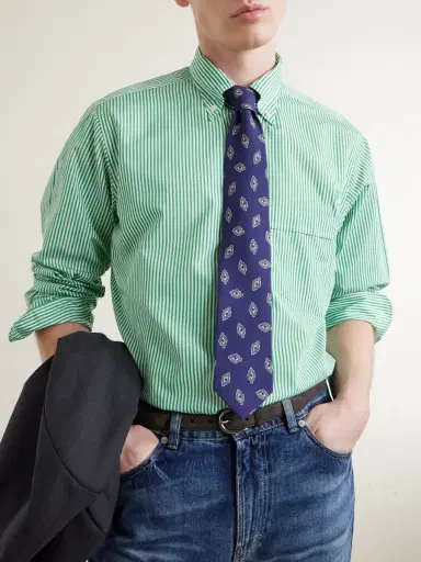 Drake's Button-Down Collar Striped Cotton-Poplin Shirt - Men | Thumbnail 5 Drake's Button-Down Collar Striped Cotton-Poplin Shirt - Men | Thumbnail 5